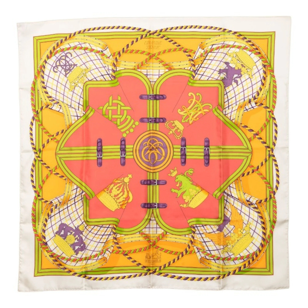 Hermes Carre 90 GRANDE TENUE Horse Ceremonial Scarf/Muffler, Large Size, Whit... - Picture 1 of 10